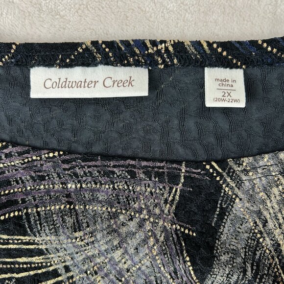 COLDWATER CREEK Women Size 2x Multicolor Crew Neck 3/4 Sleeve Blouse Beautiful - Picture 8 of 12